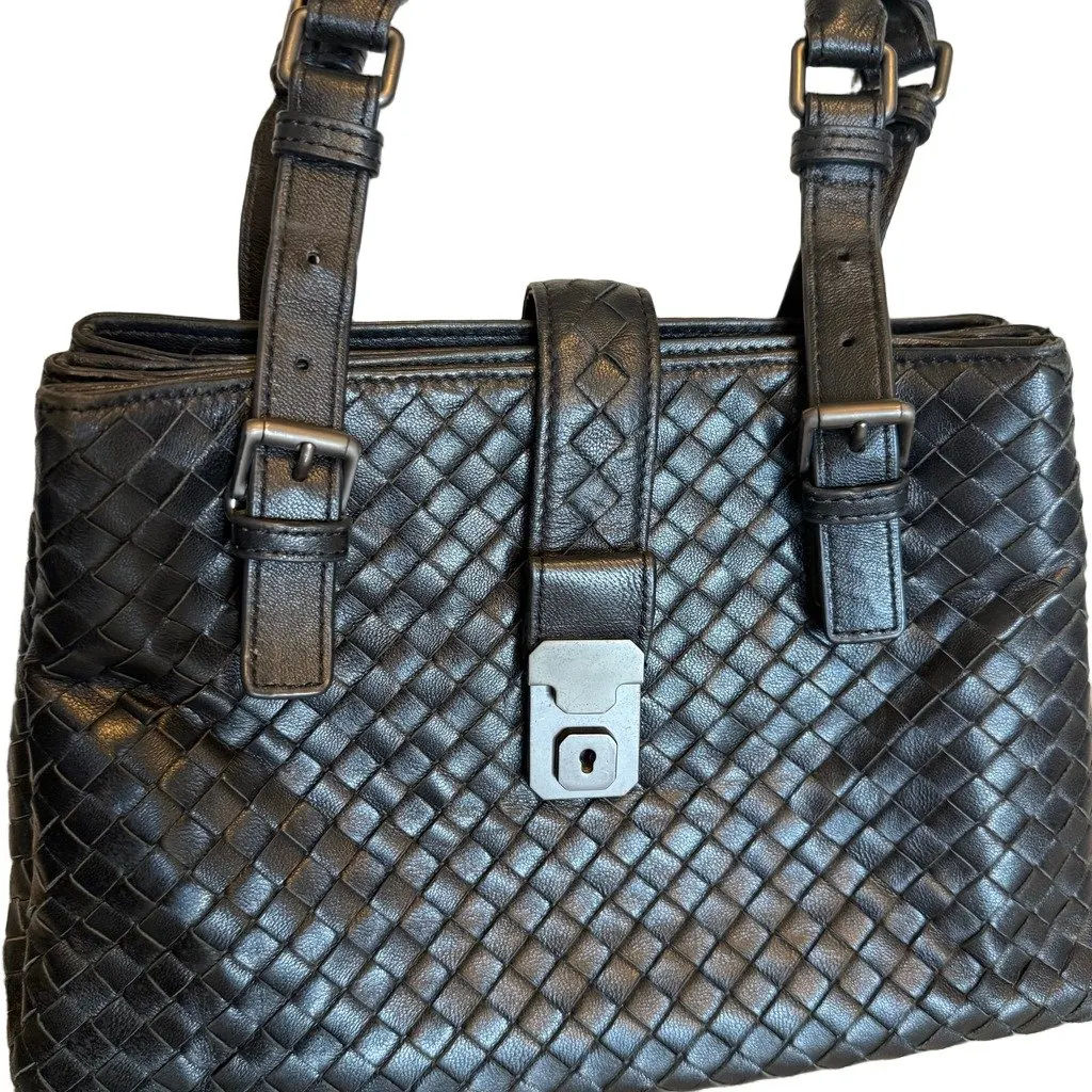 Bottega Veneta Handbag Black Leather Very good - Front View
