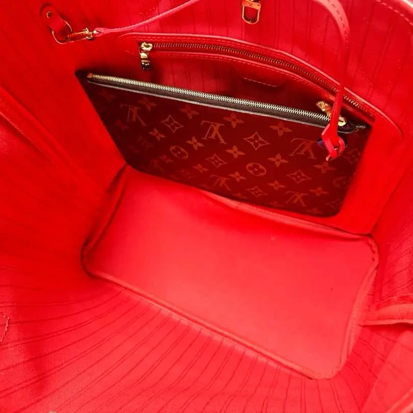 Louis Vuitton Neverfull Brown Canvas Silver Very good - Inside View