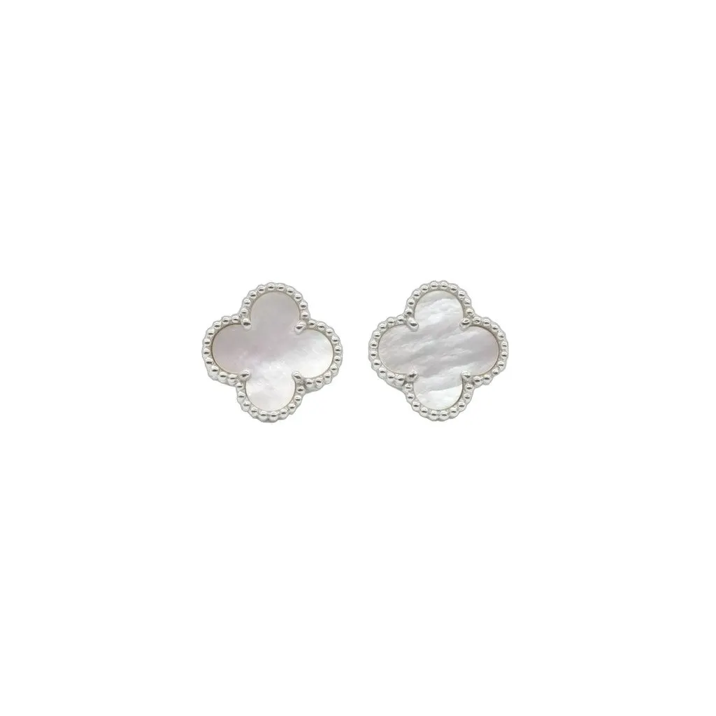 Van Cleef & Arpels Vintage Alahambra K18WG Mother-of-Pearl White White Gold Good - Front View