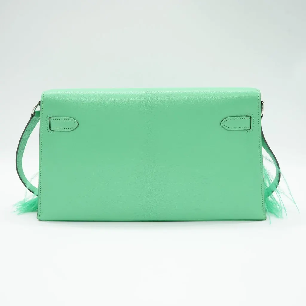 Hermès Kelly Elan Folie Vert Comics Green Shoulder Bag Stamp:B(2023) Green Leather Good - Back View