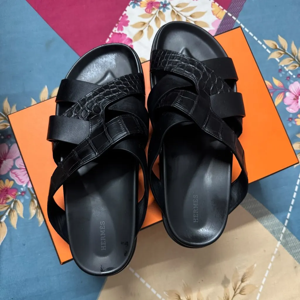 Hermès Kazimir Sandal Black Leather Very good - Inside View