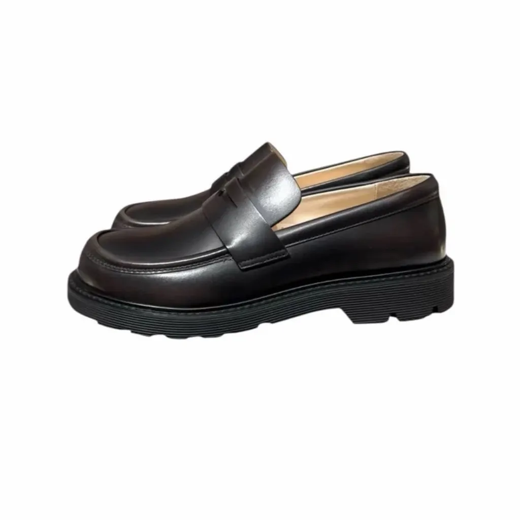 Loewe Loewe Loafers Black Leather Never worn, with tag - Model View