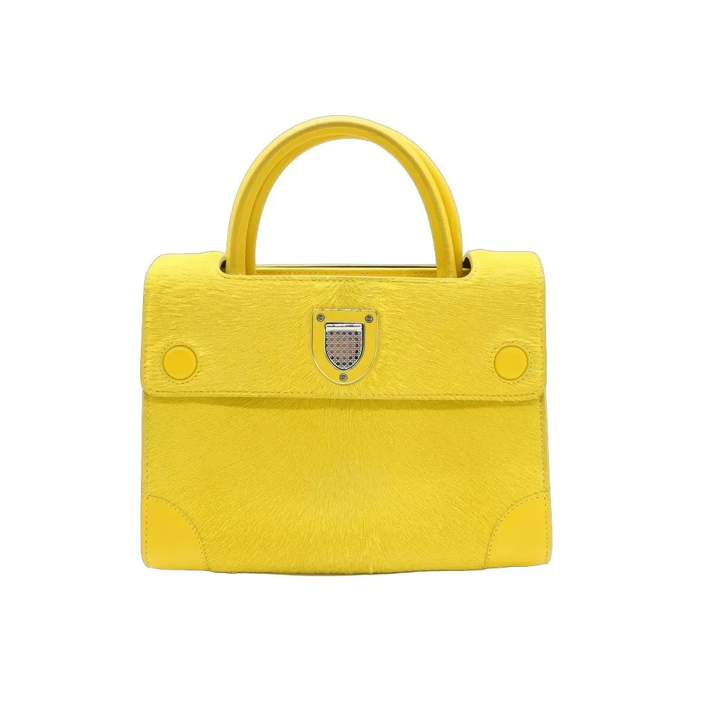 Dior Diorever Mini Bag Cowhide Leather Yellow Yellow Leather Fair - Front View