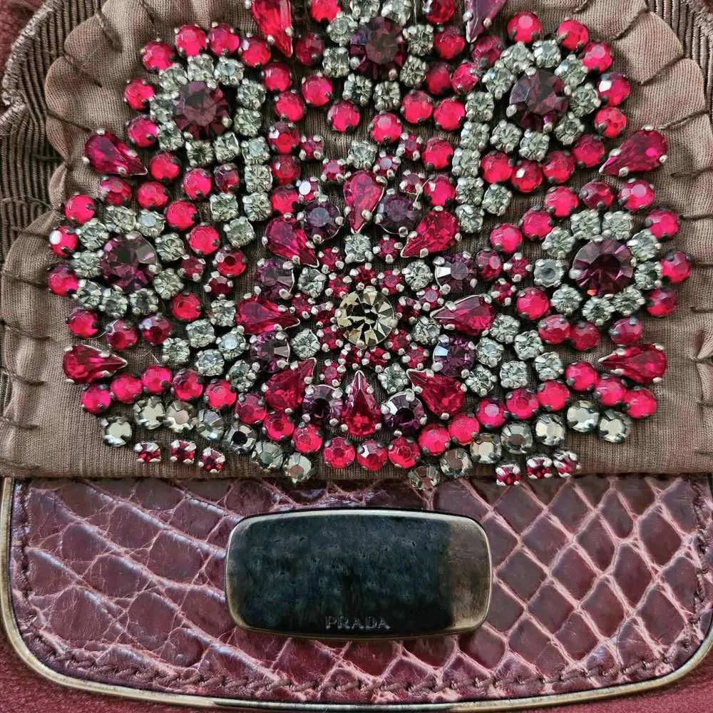 Prada Rhinestones Bag Brown Good - Inside View
