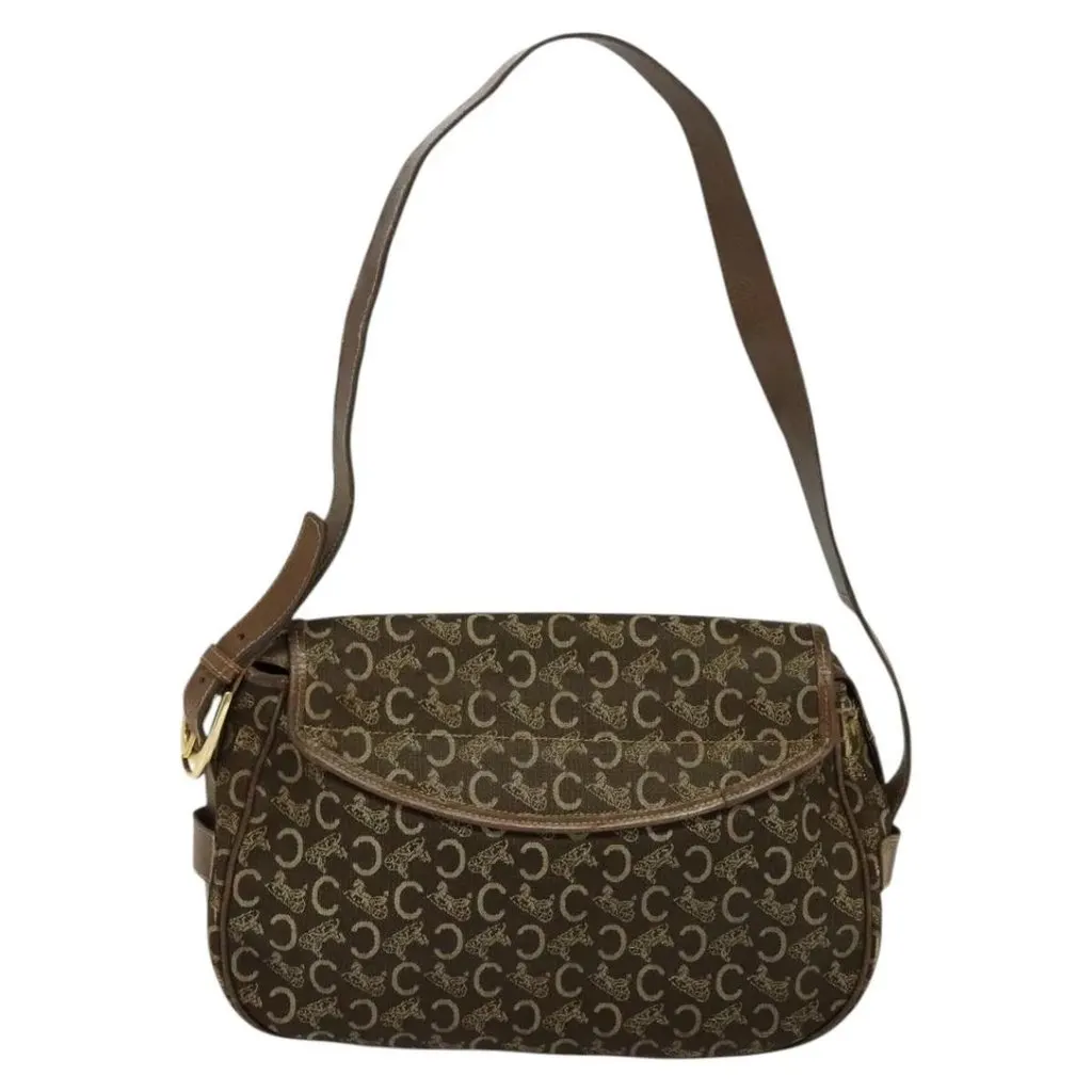 Celine shoulder bag Brown Canvas Good - Back View