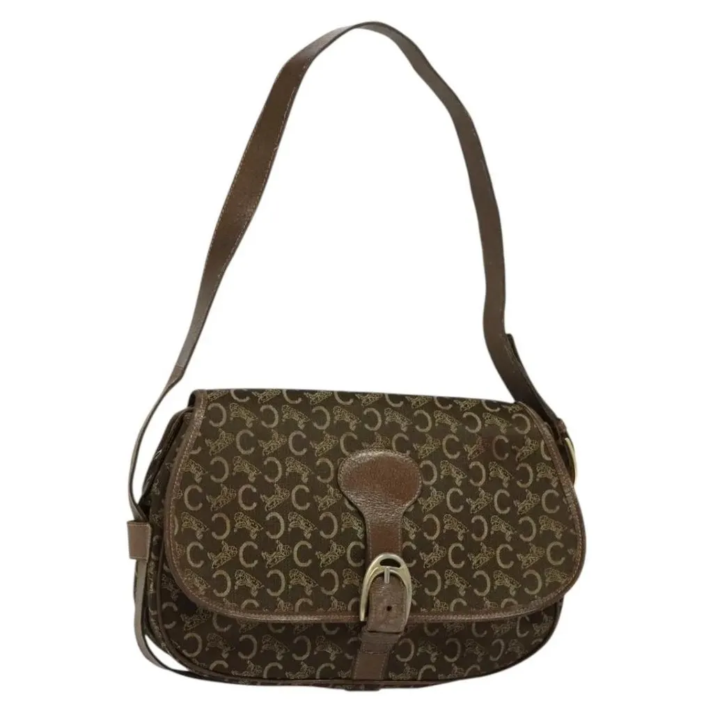 Celine shoulder bag Brown Canvas Good - Front View