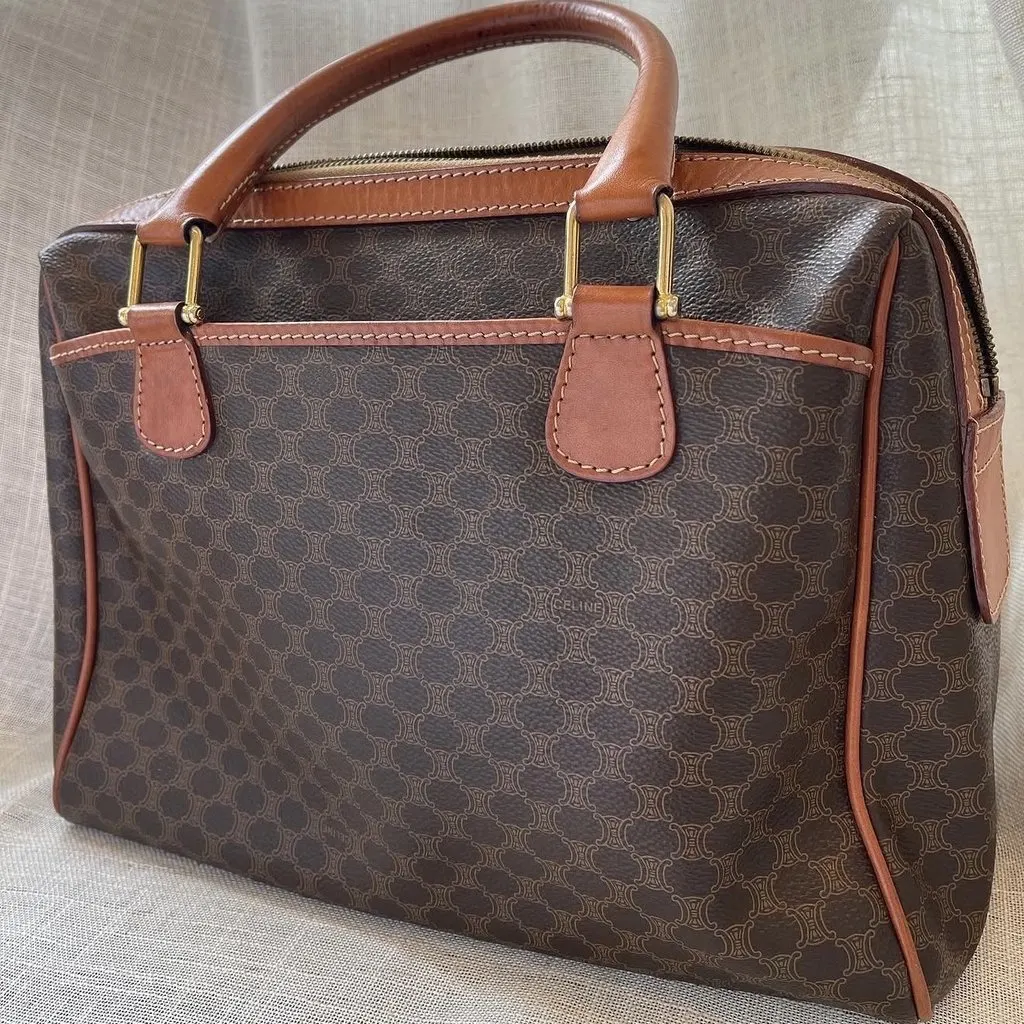 Celine Celine Macadam Boston Bag 30 Brown Leather Fair - Back View