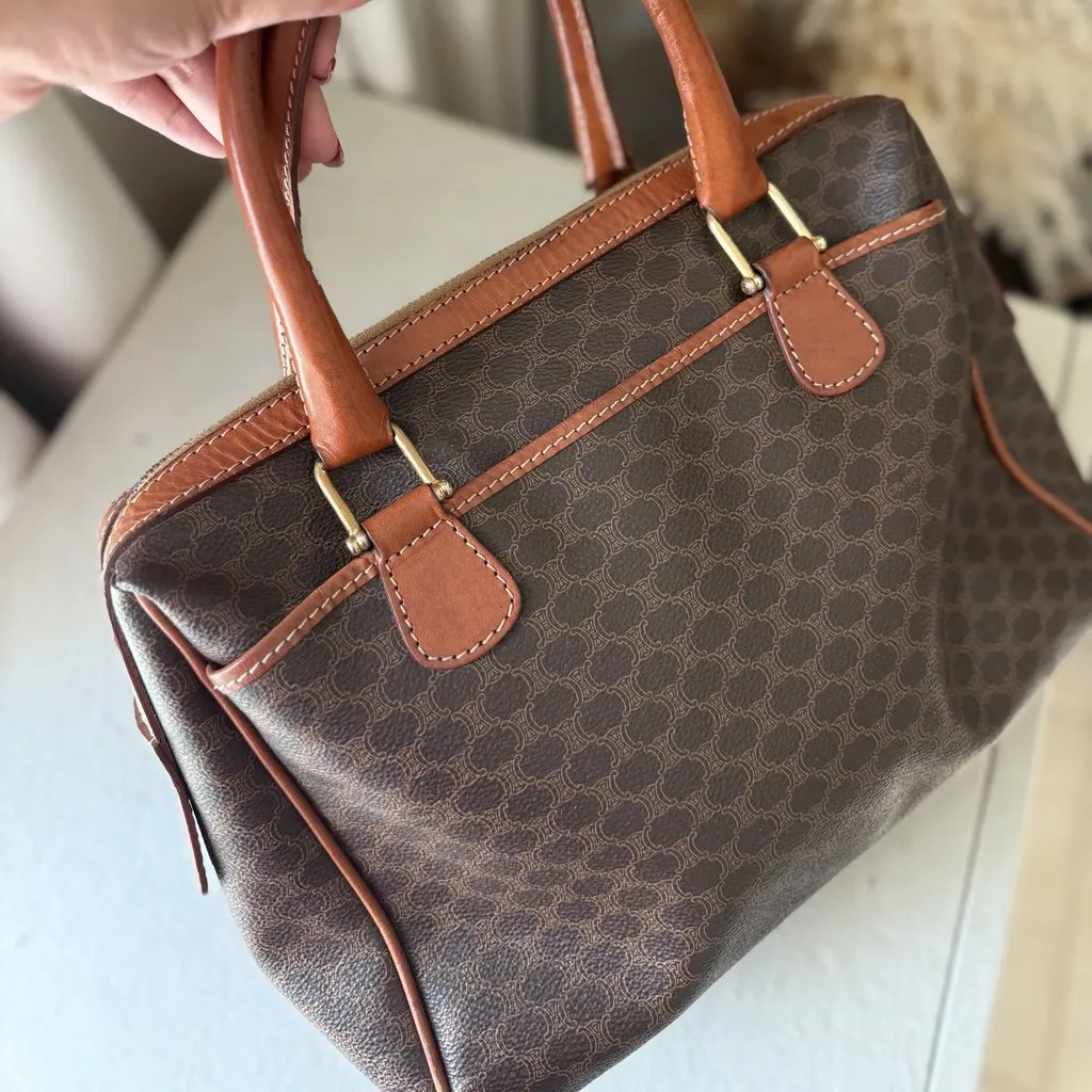 Celine Celine Macadam Boston Bag 30 Brown Leather Fair - Inside View
