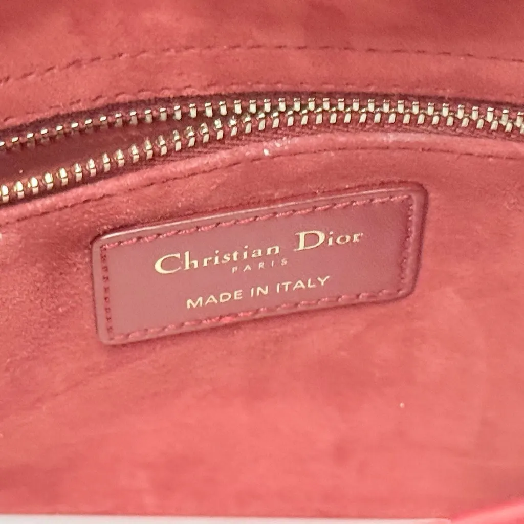 Dior Lady Dior Burgundy Leather Never worn - Model View
