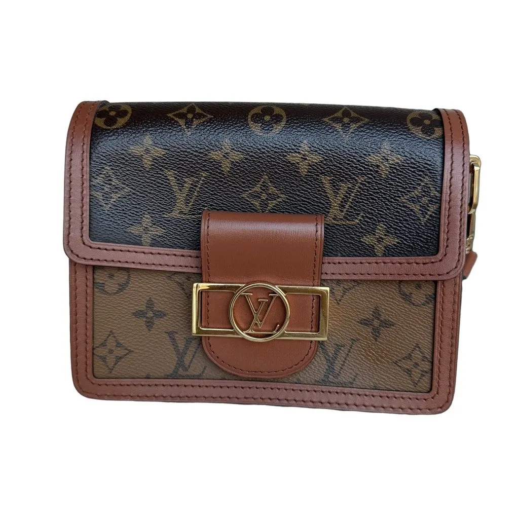 Louis Vuitton Dauphine Mini Bag Brown Leather Good - Front View