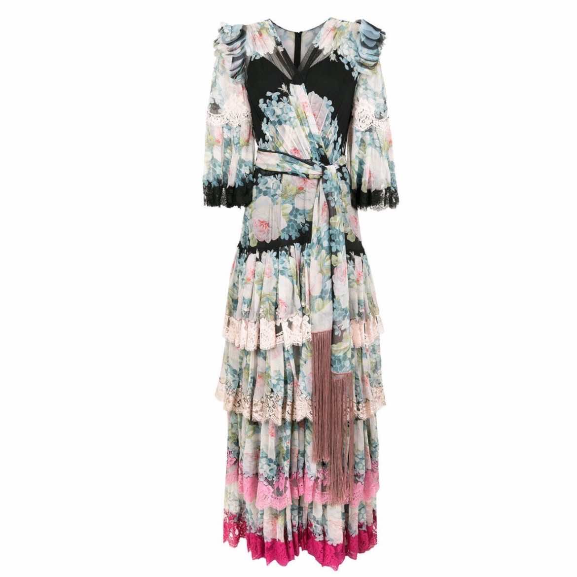 Dolce & Gabbana Tiered Floral Lace Gown