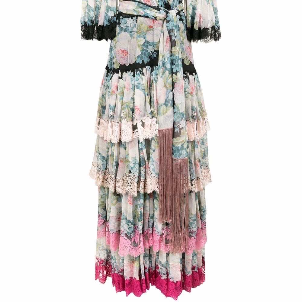 Dolce & Gabbana Tiered Floral Lace Gown - Back view