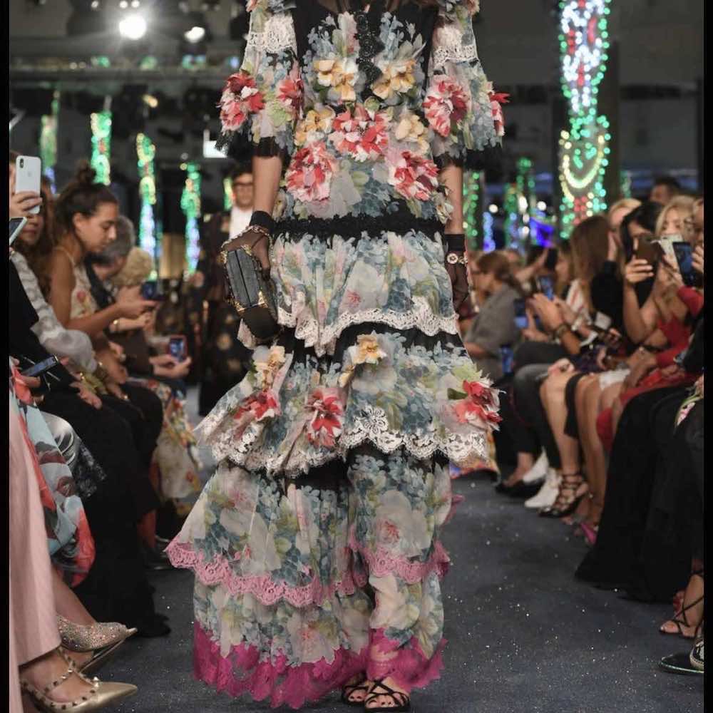 Dolce & Gabbana Tiered Floral Lace Gown - Image 6