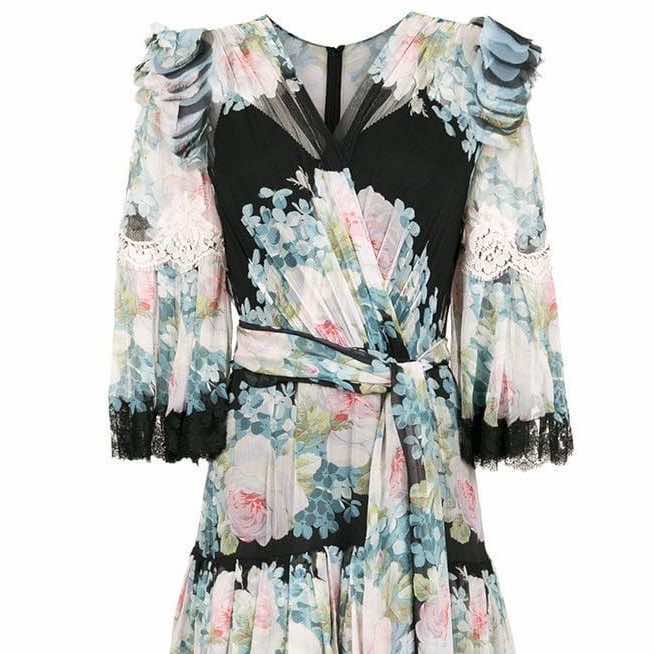 Dolce & Gabbana Tiered Floral Lace Gown - 4