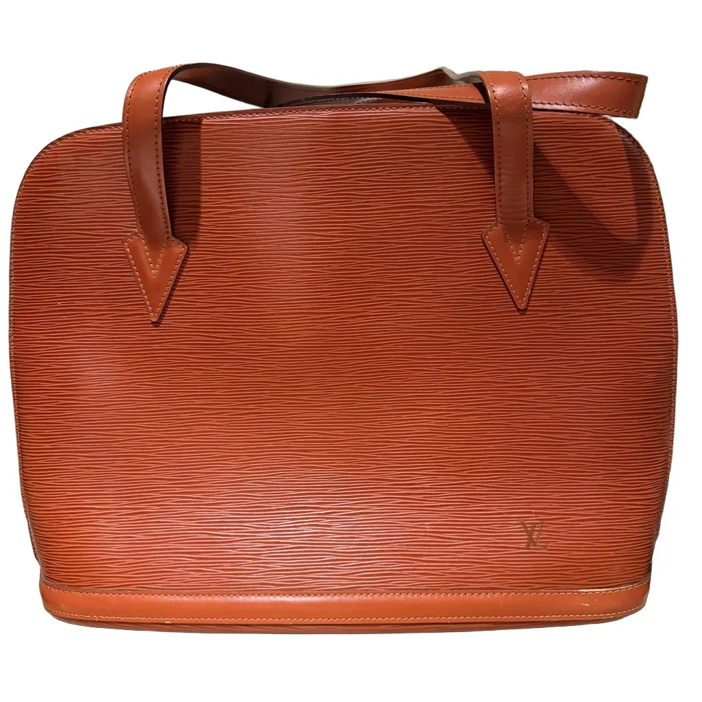 Louis Vuitton Lussac Tote Bag Epi Leather Kenyan Brown Brown Leather Very good - Front View