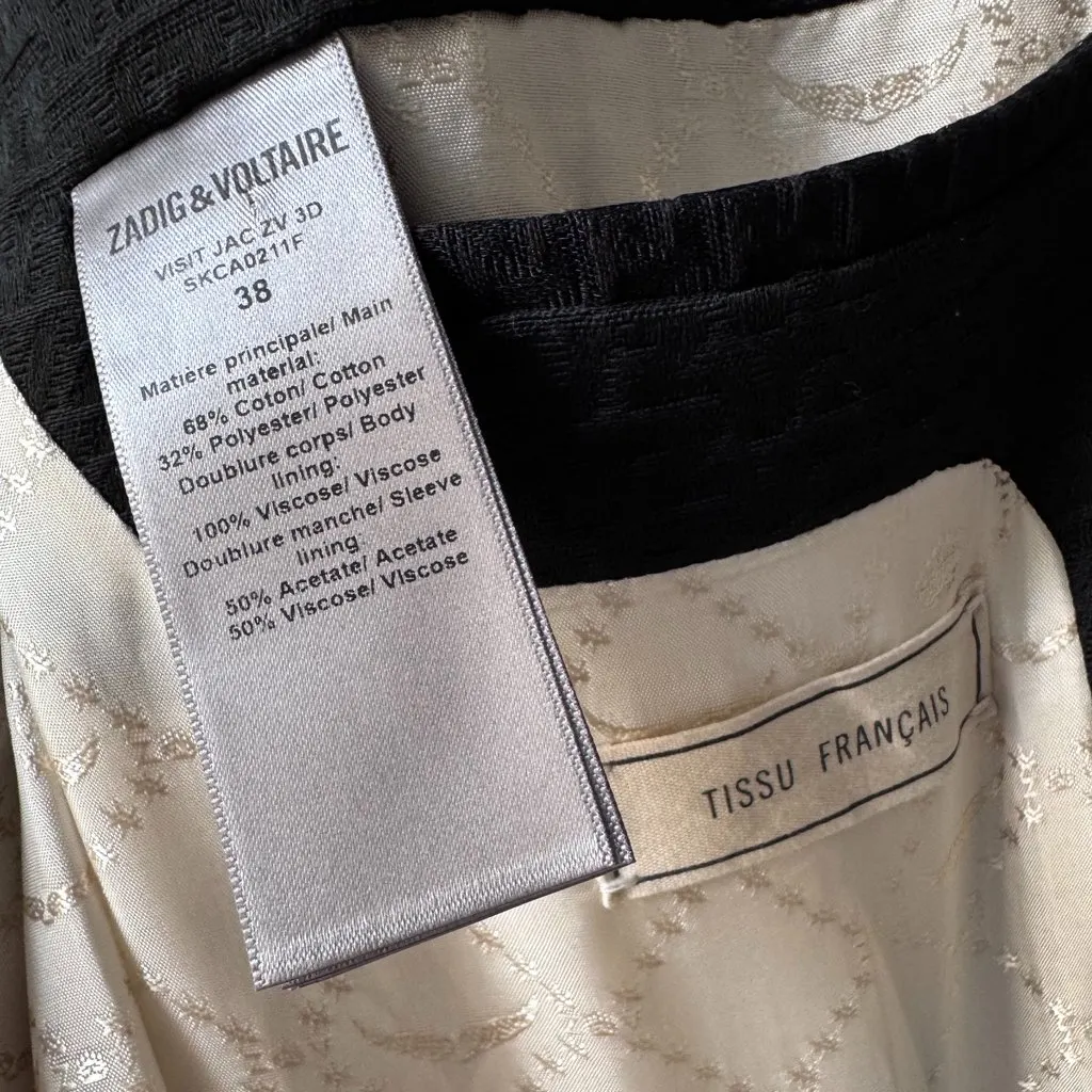 Zadig & Voltaire ZV monogrammed French jacquard Black Cotton Very good - Model View
