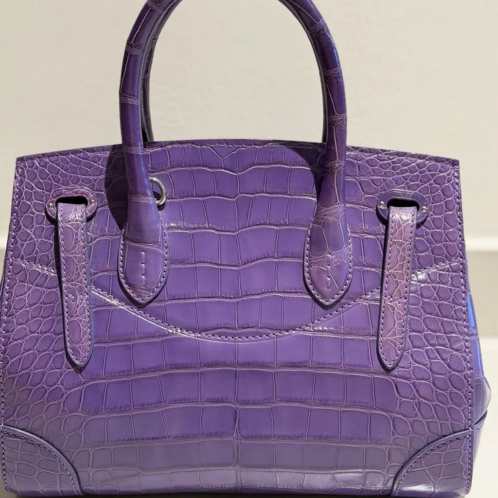 Ralph Lauren Ricky Crocodile Leather Bag. Purple Leather Never worn - Back View