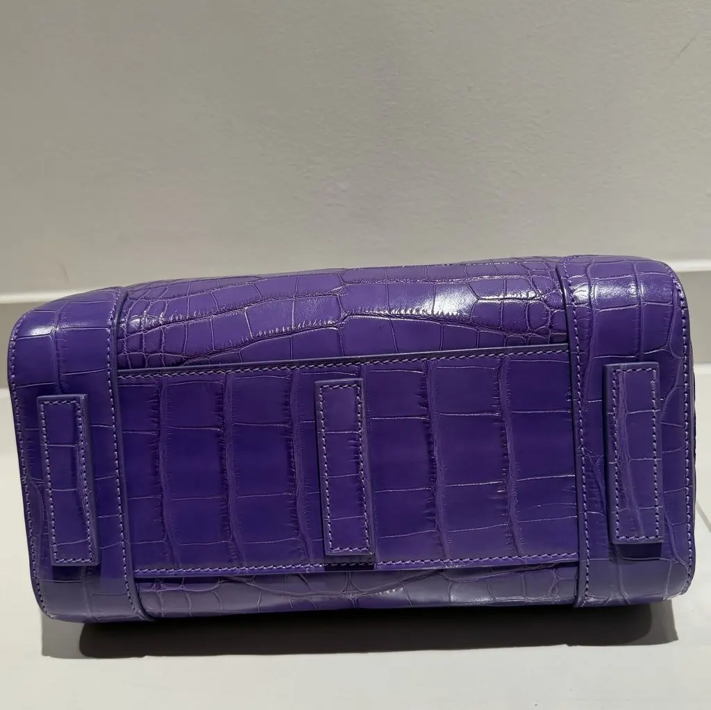 Ralph Lauren Ricky Crocodile Leather Bag. Purple Leather Never worn - Inside View
