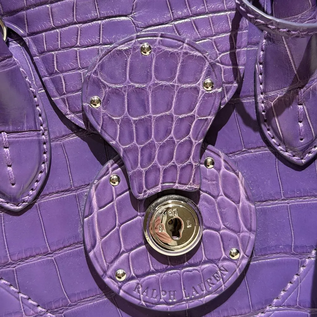 Ralph Lauren Ricky Crocodile Leather Bag. Purple Leather Never worn - Box View
