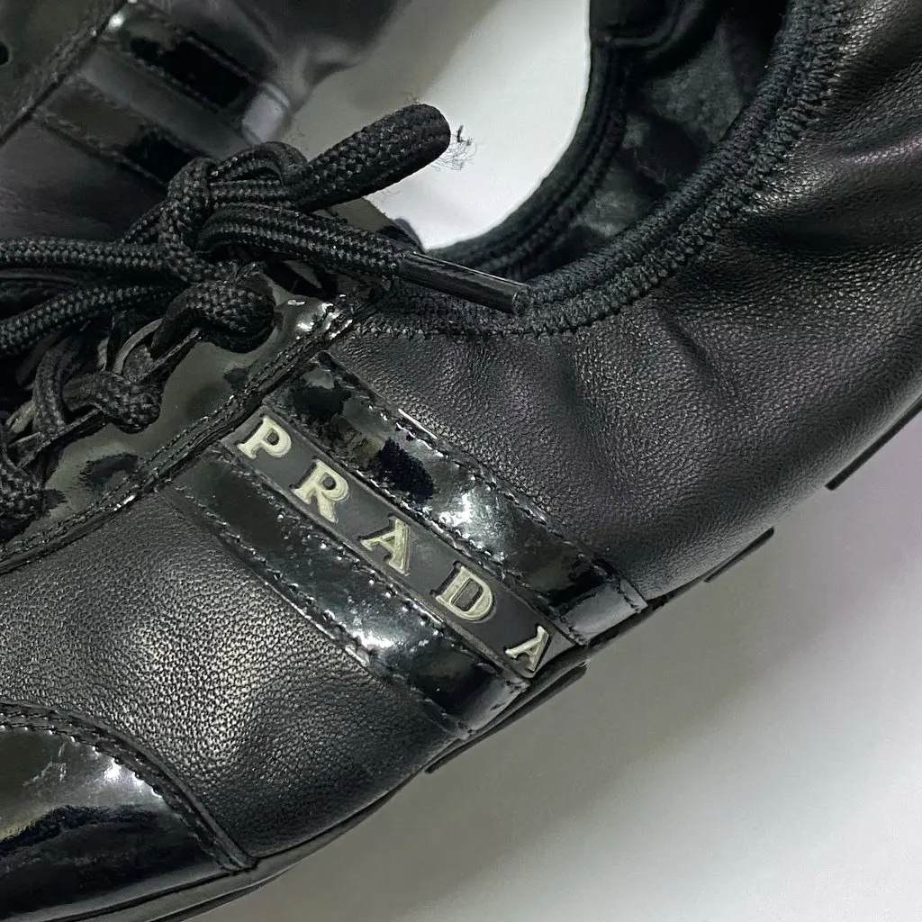 Prada Sport Flat Sneake 38 Black Leather Very good - Back View