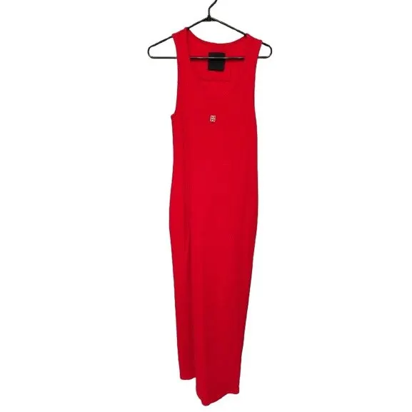 Givenchy Givenchy Red Ribbed Maxi Dress Red Cotton Very good - Front View