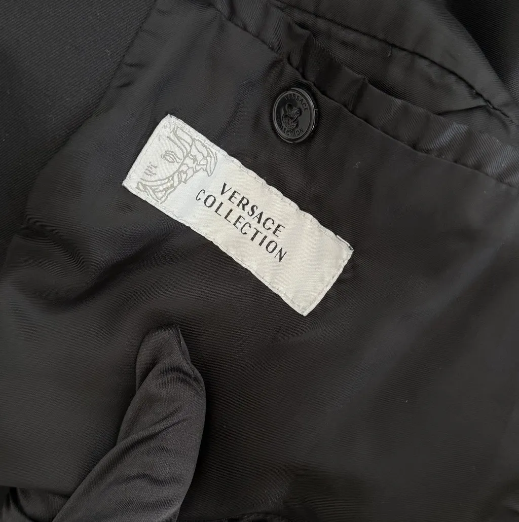 Versace Versace Collection Double-Breasted Technical Short Trench Coat Navy Polyester Very good - Inside View
