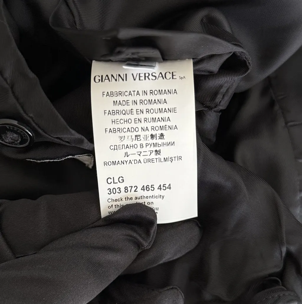 Versace Versace Collection Double-Breasted Technical Short Trench Coat Navy Polyester Very good - Model View