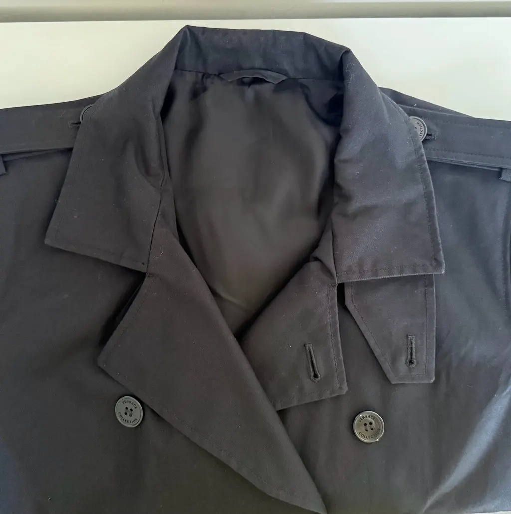Versace Versace Collection Double-Breasted Technical Short Trench Coat Navy Polyester Very good - Box View