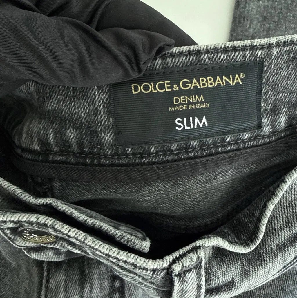 Dolce & Gabbana Dolce&Gabbana Slim Fit Acid Wash Distressed Jeans Grey Cotton Never worn - Inside View