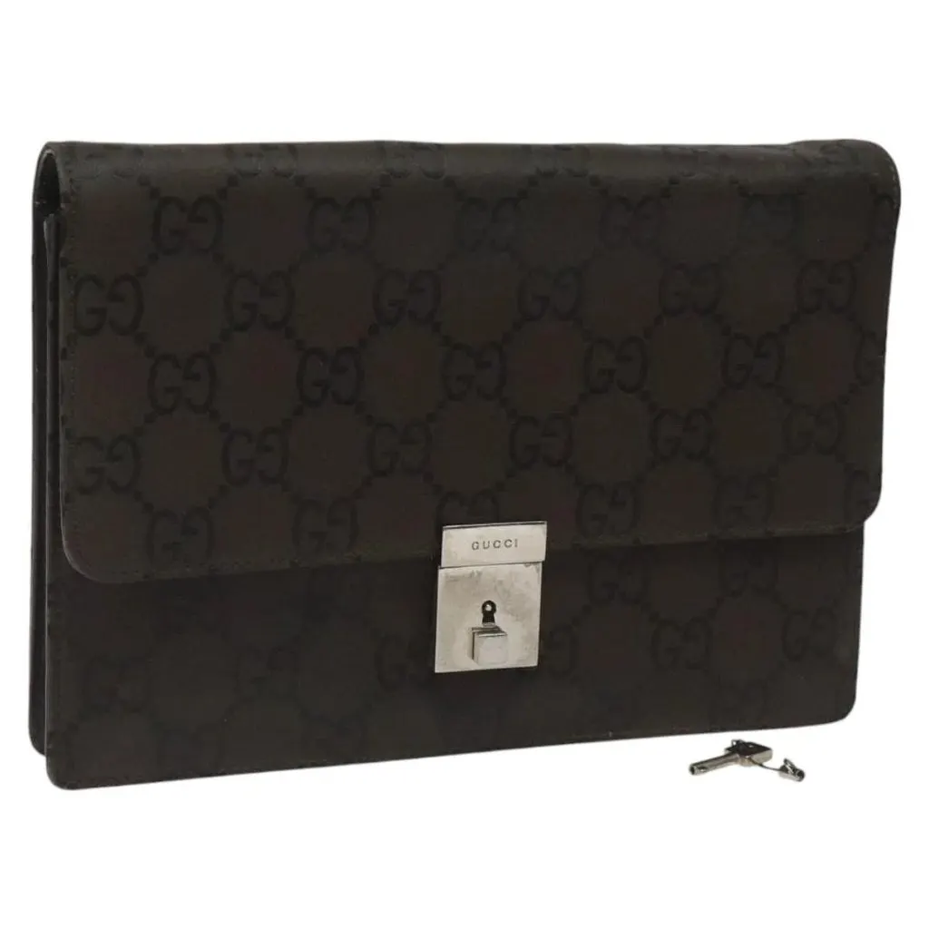 Gucci Clutch Brown Canvas Good - Front View