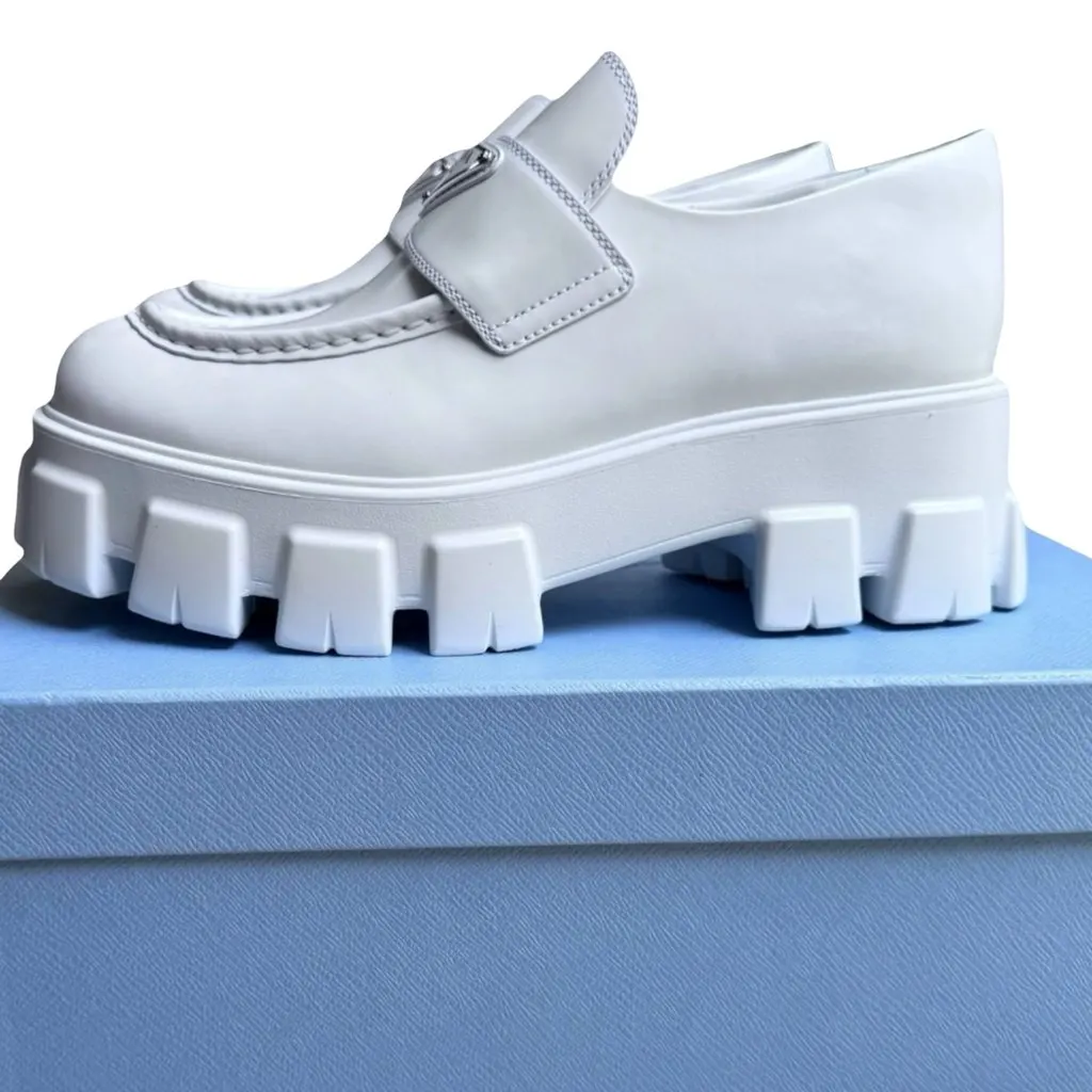 Prada Prada Monolith Loafer White Leather Never worn, with tag - Box View