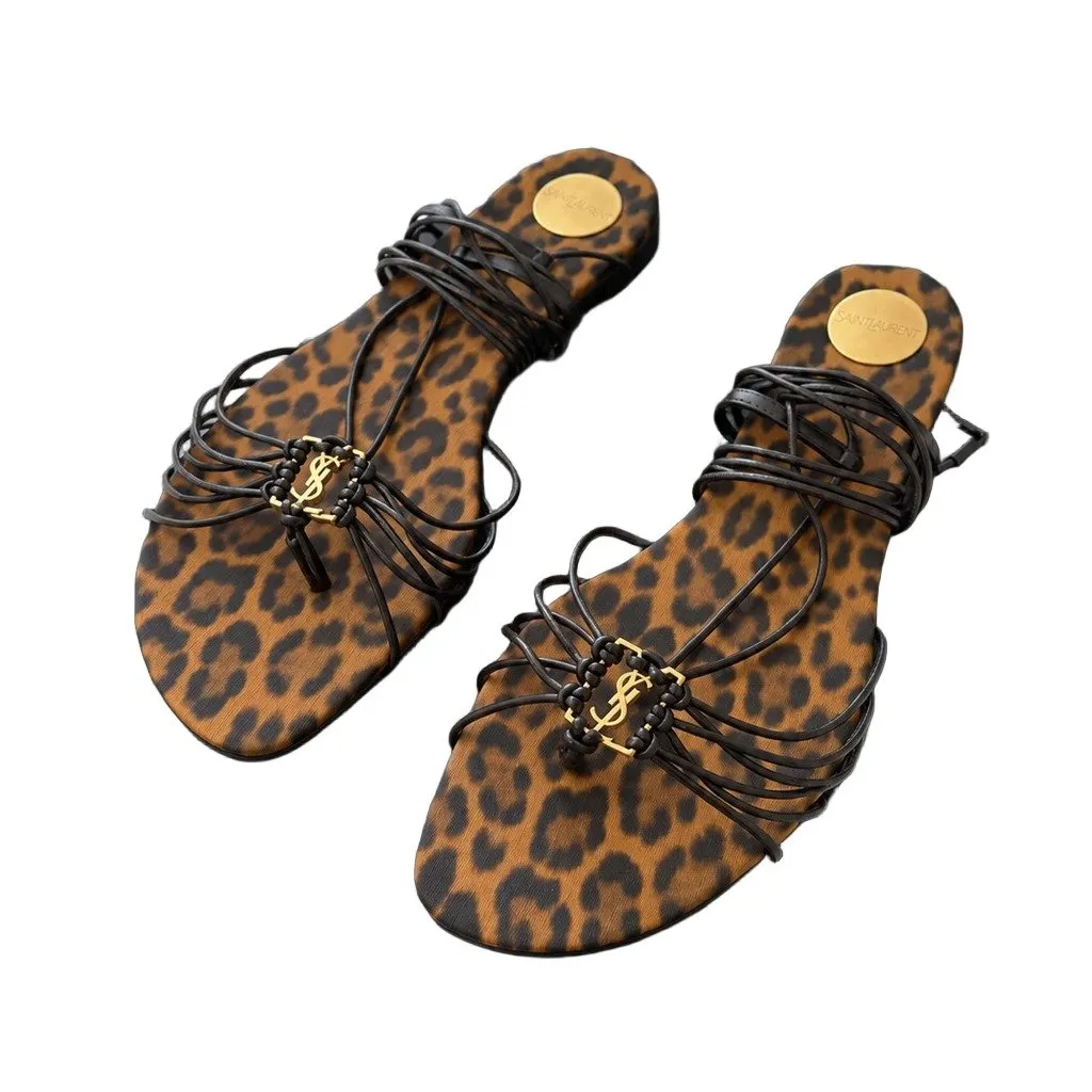 Saint Laurent Babylone Animal Print Sandals 38.5 EU