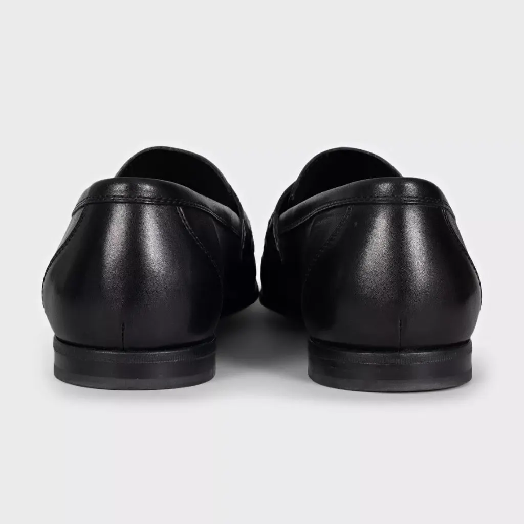 Bottega Veneta Accent Black Loafers Black Leather Very good - Back View
