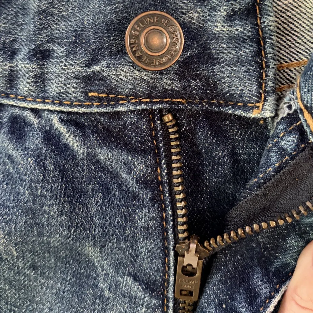 Celine Straight Leg Jeans EU36 Blue Cotton Very good - Model View