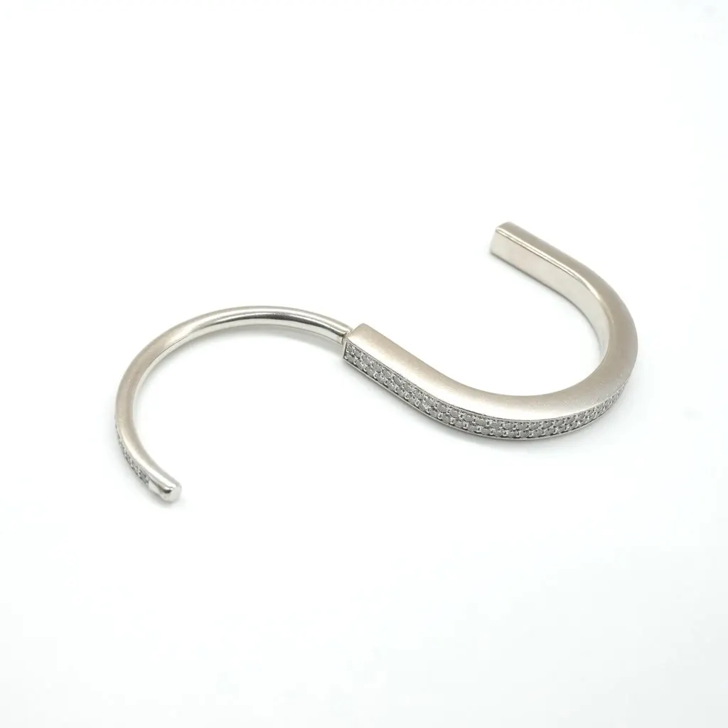 Tiffany & Co Lock Bangle, 18K White Gold, Full Pave Diamonds Medium 42.27g White White Gold Fair - Inside View