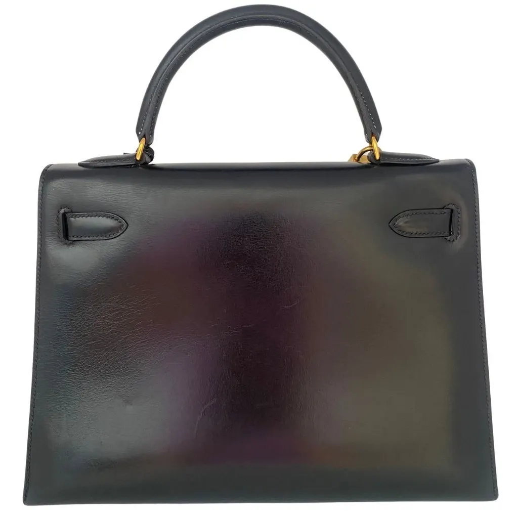Hermès Kelly  32 Sellier Black Black Leather Good - Back View