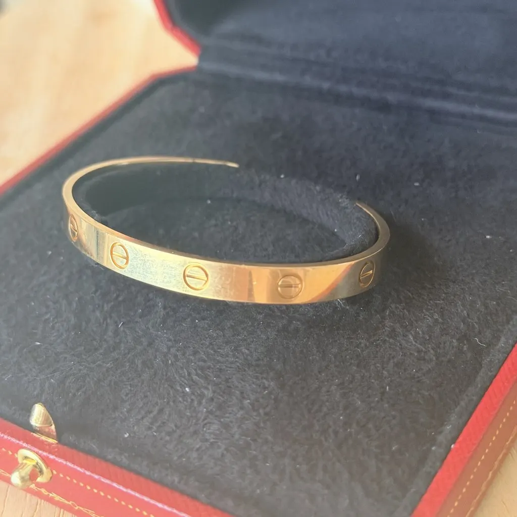 Cartier Love Yellow Gold Cuff Bracelet Gold Gold Good - Box View