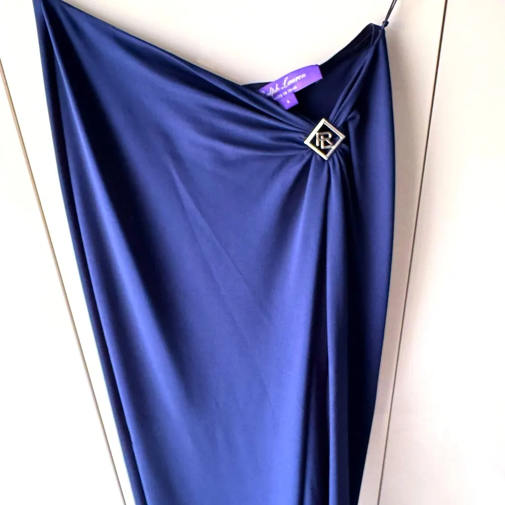 Ralph Lauren Collection Margarethe StretchSilk Midi Skirt Navy Very good - Back View