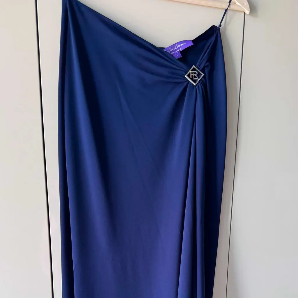 Ralph Lauren Collection Margarethe StretchSilk Midi Skirt Navy Very good - Model View