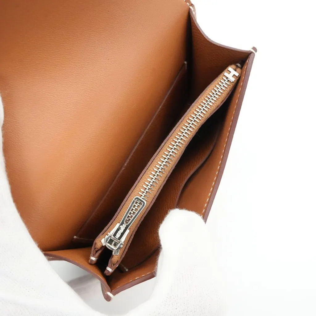 Hermès Constance Slim Mini Compact Wallet Gold Epsom Stamp:W (2024) Brown Leather Very good - Box View