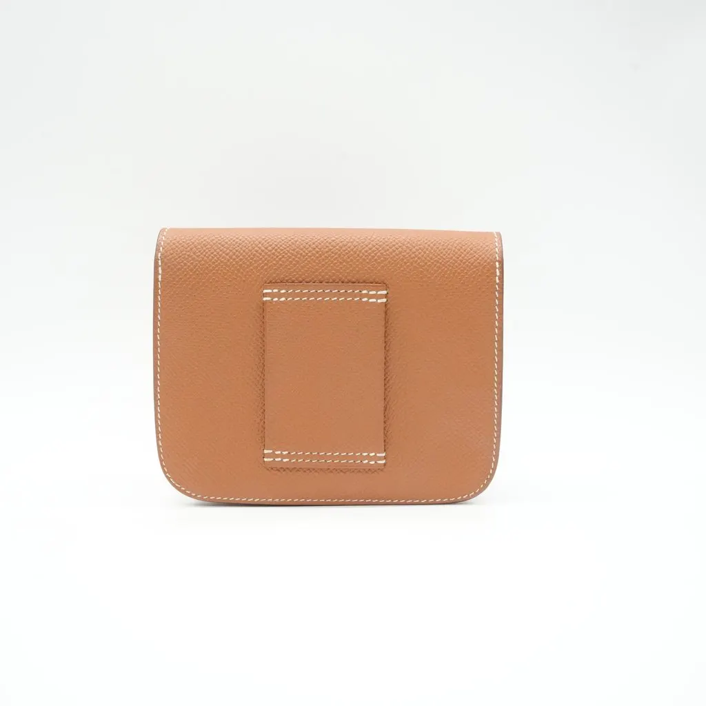 Hermès Constance Slim Mini Compact Wallet Gold Epsom Stamp:W (2024) Brown Leather Very good - Inside View