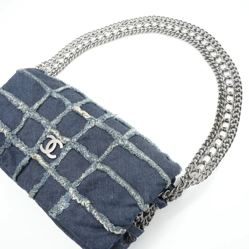 Chanel Flap Triple Chain Denim Blue Denim Fair - Box View