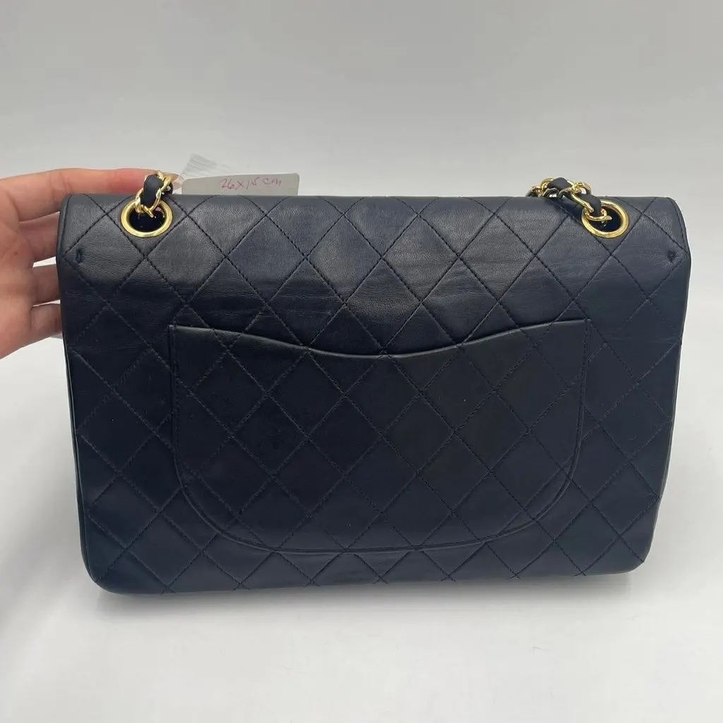 Chanel Classic Double Flap Black Leather Very good - Back View