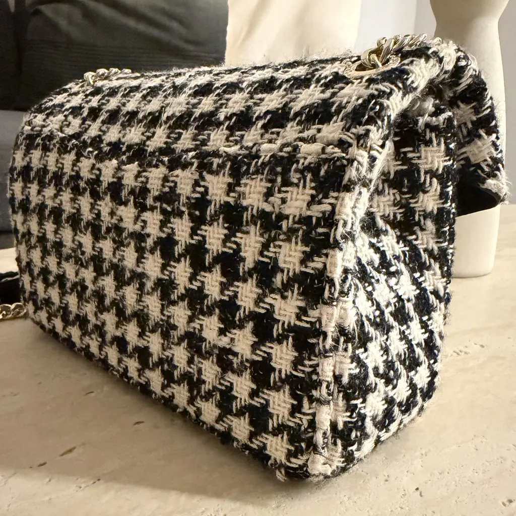 Sandro Sandro Yza Bag – Pied-de-poule Tweed Black Tweed Good - Inside View