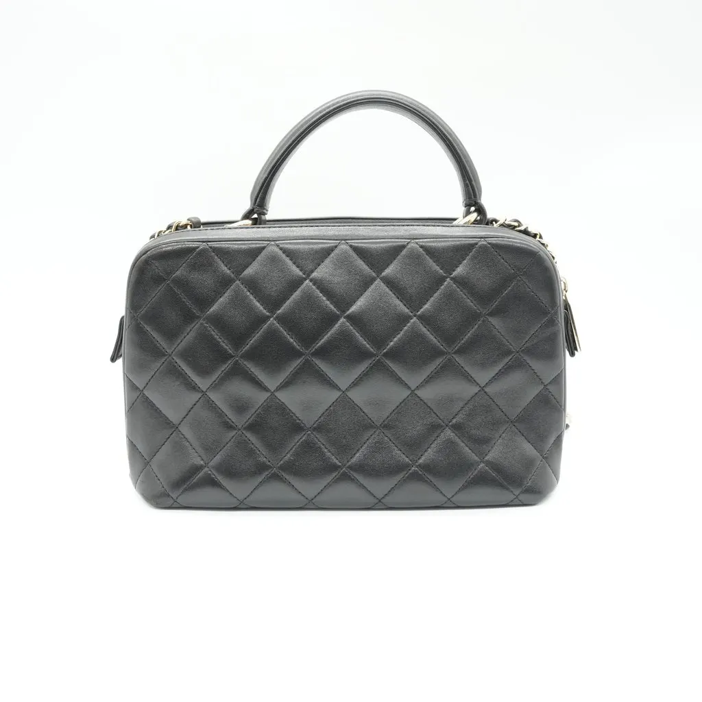 Chanel Trendy CC Bowling Bag Black Black Leather Good - Back View