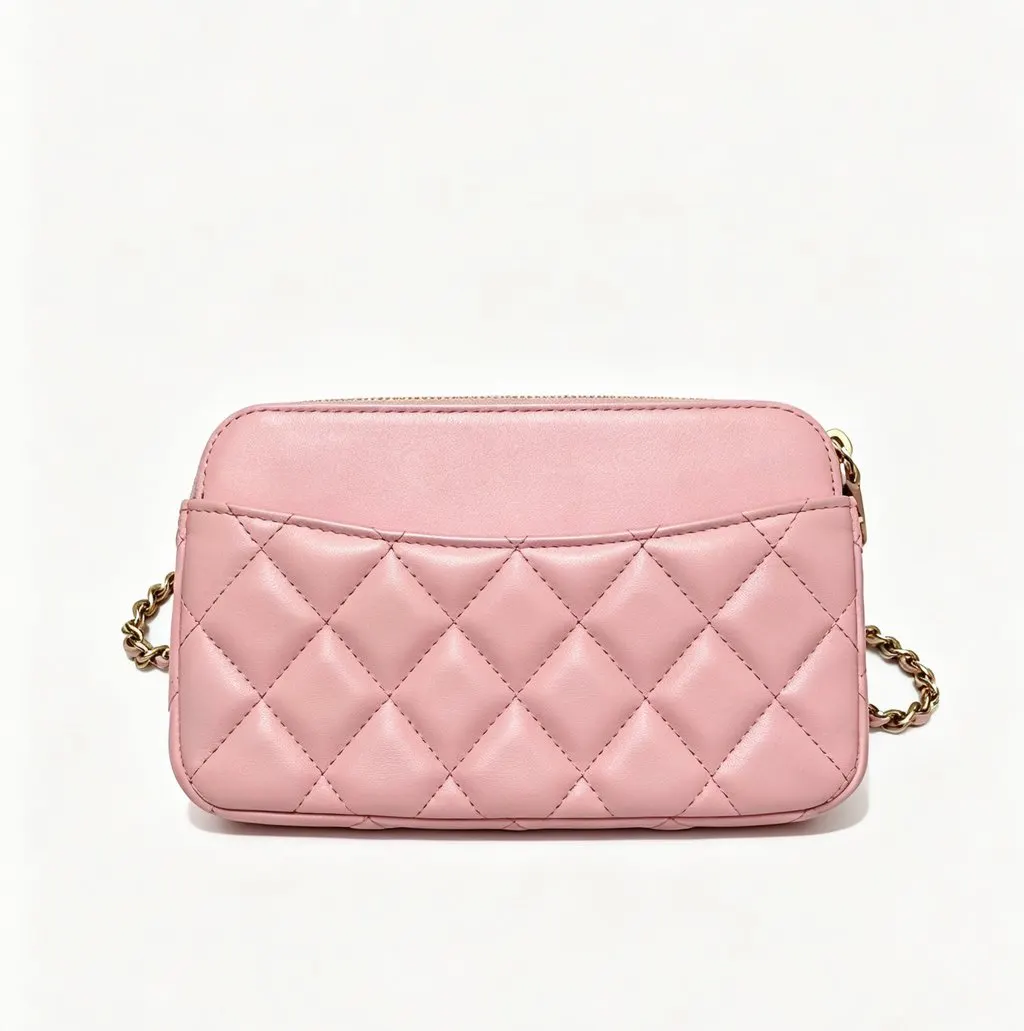 Chanel Wallet on Chain Pink Leather Very good - Back View