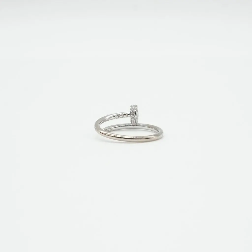 Cartier Juste Un Clou Ring, Small Model, Half-Paved, 18K Whie Gold Size:53 3g White White Gold Very good - Inside View