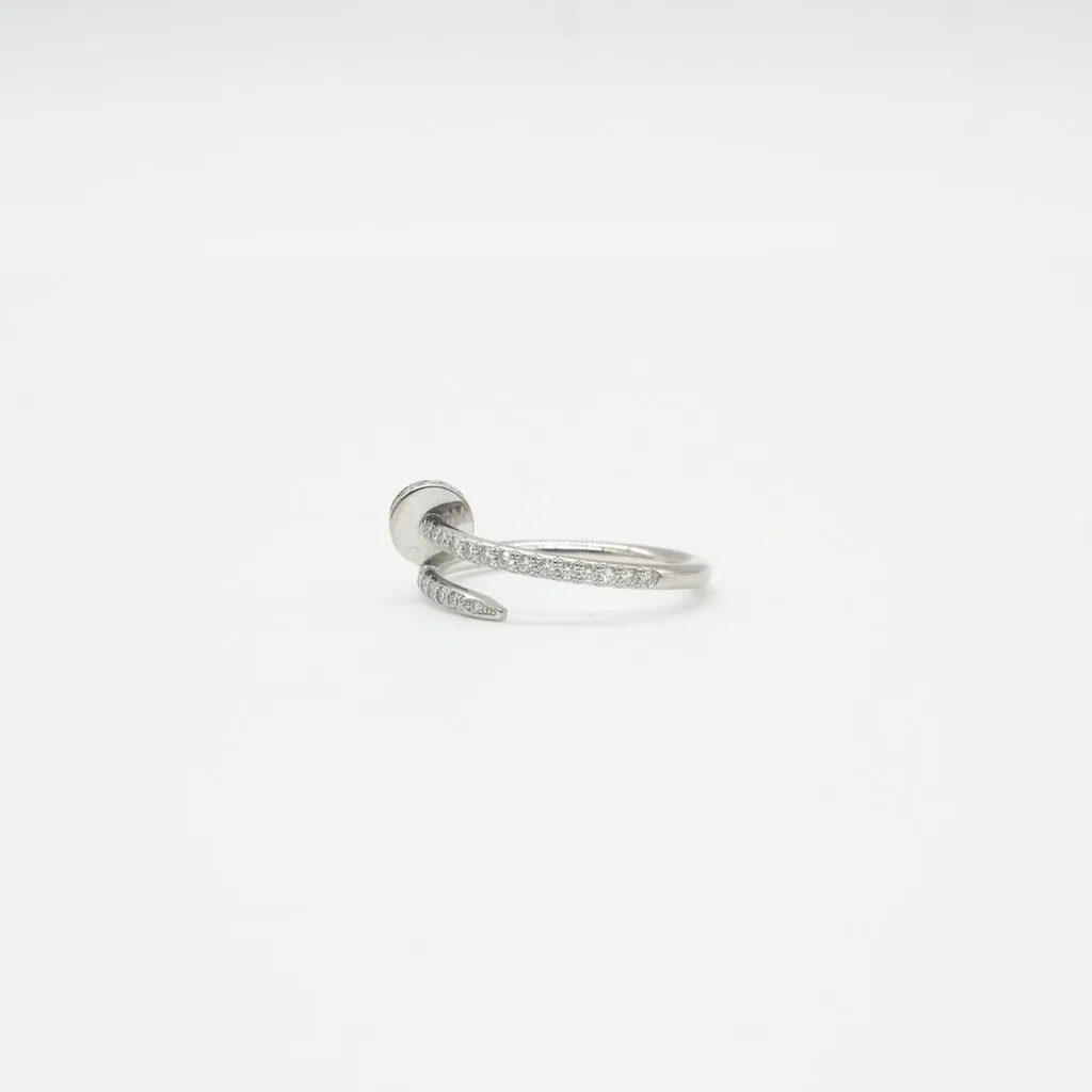 Cartier Juste Un Clou Ring, Small Model, Half-Paved, 18K Whie Gold Size:53 3g White White Gold Very good - Model View