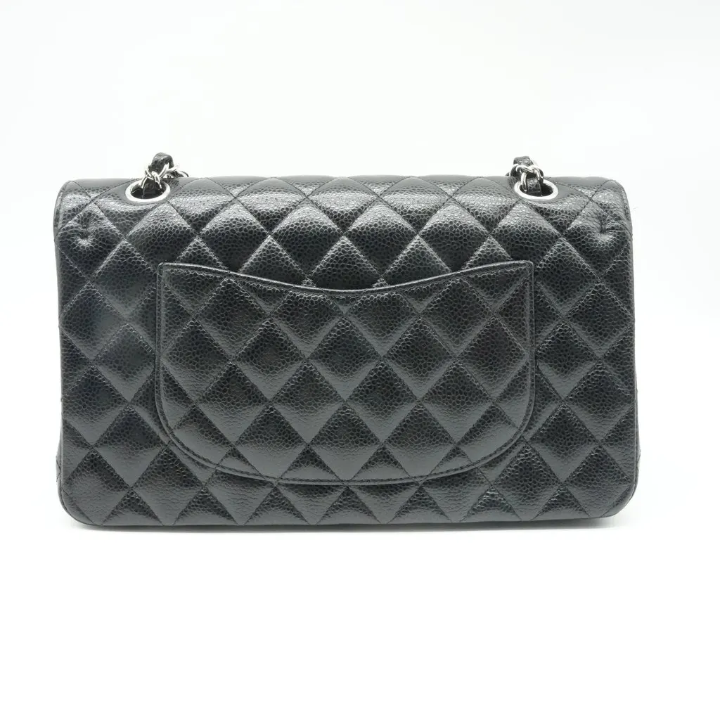 Chanel 25 Classic Double Flap Leather Black Black Leather Good - Back View