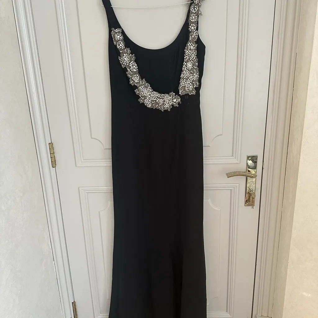 Unsigned Antonio Riva Milano Black Embellished Evening Gown Black Very good - Back View